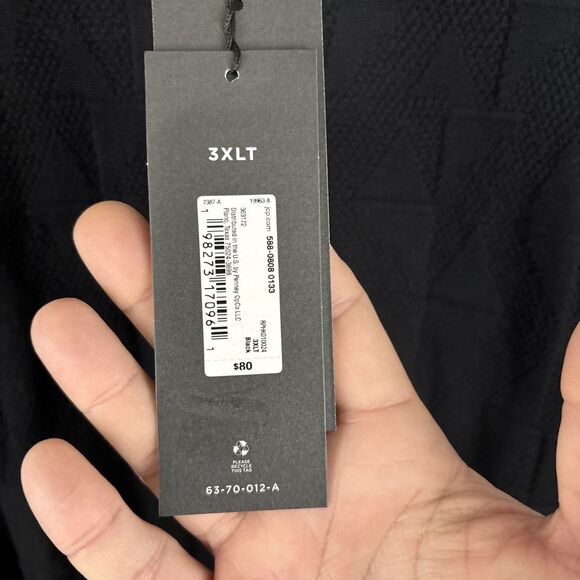 Shaquille O’Neal XLG Textured Quarter Zip Cotton Blend Sweater Black 3XLT NWT - Picture 3 of 5